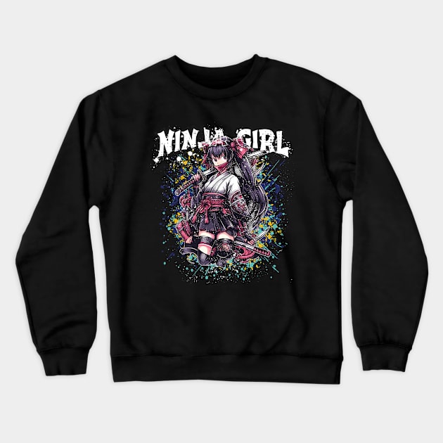 Silent Shadows: The Adventures of Ninja Girl Crewneck Sweatshirt by Meryarts